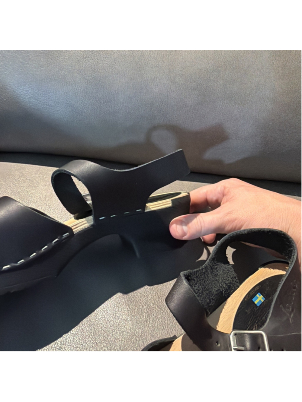 WOMEN’S LOTTA’S CLOG SANDALS SWEDEN STOCKHOLM BLACK LEATHER SIZE 39 EU - Picture 6 of 11